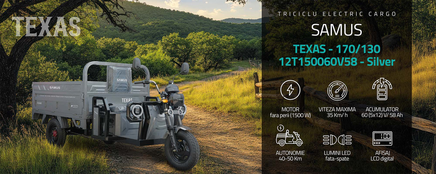 Triciclu electric cargo Samus Texas-170/130-12T150060V58-Silver