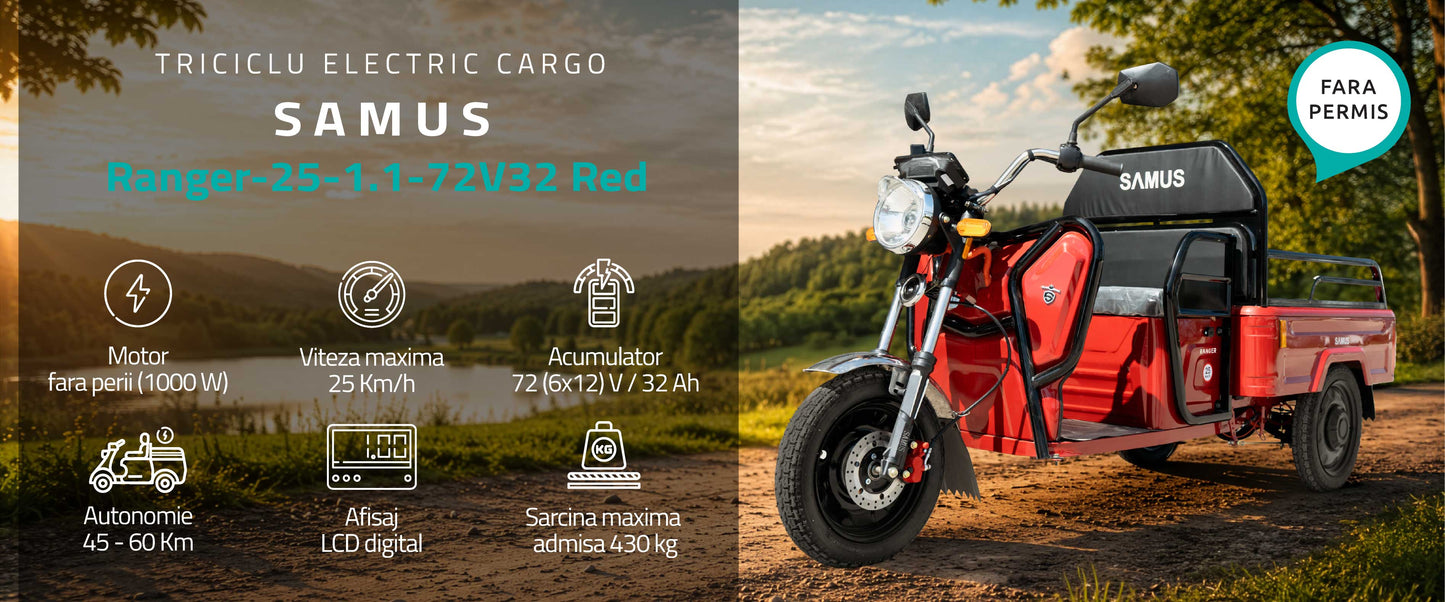 Triciclu electric cargo Samus Ranger-25-1.1-72V32 Red