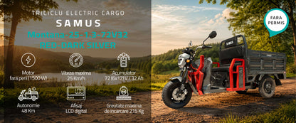 Triciclu electric cargo Samus Montana-25-1.3-72V32-Red-Dark Silver