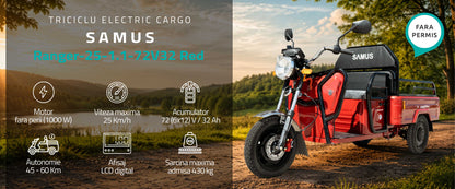 Triciclu electric cargo Samus Ranger-25-1.1-72V32 Red