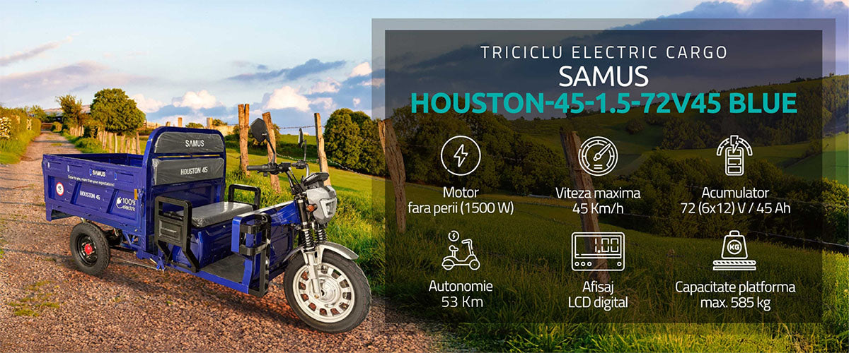 Triciclu electric cargo Samus Houston-45-1.5-72V45 Blue