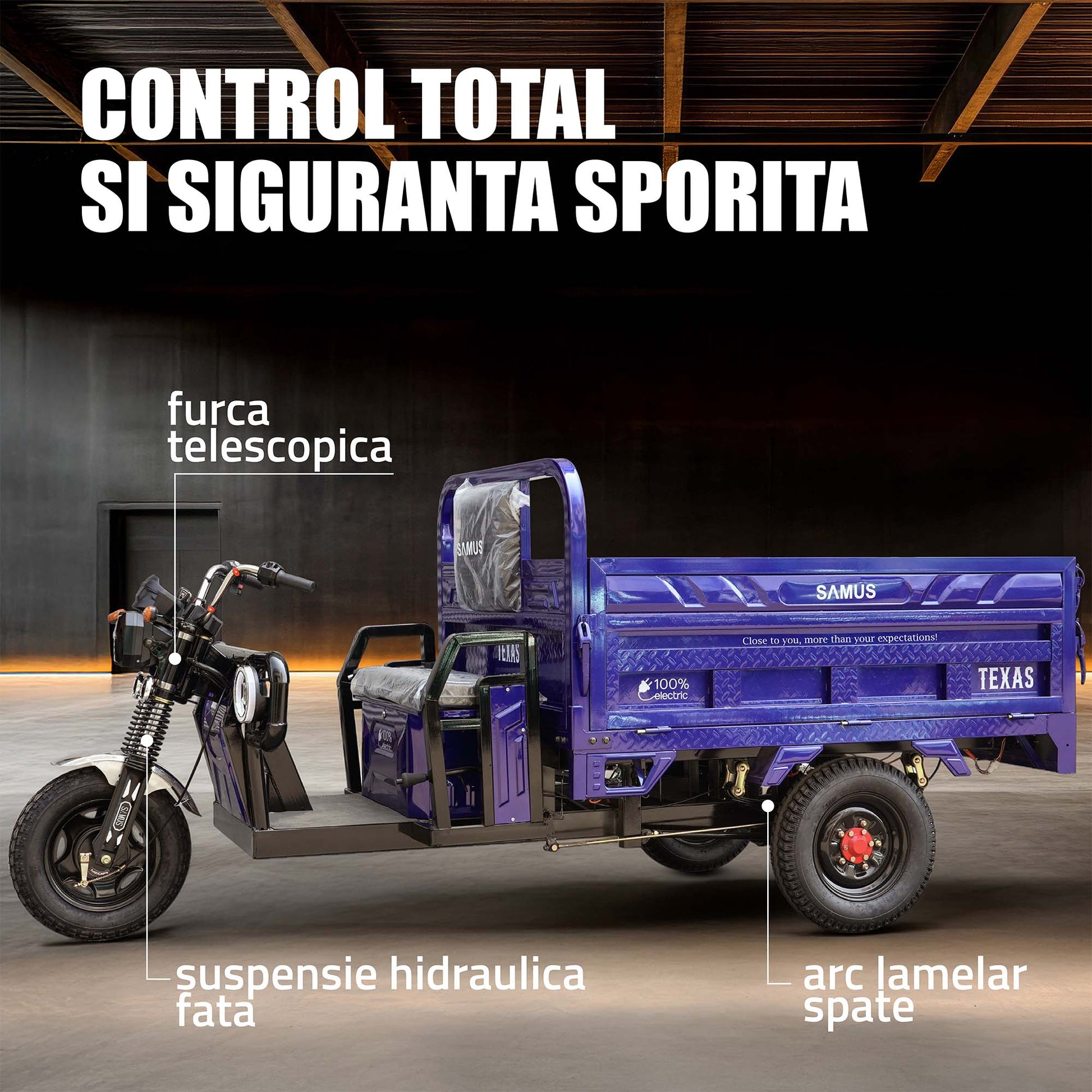 Triciclu electric cargo Samus Texas-170/130-12T150060V58-Blue