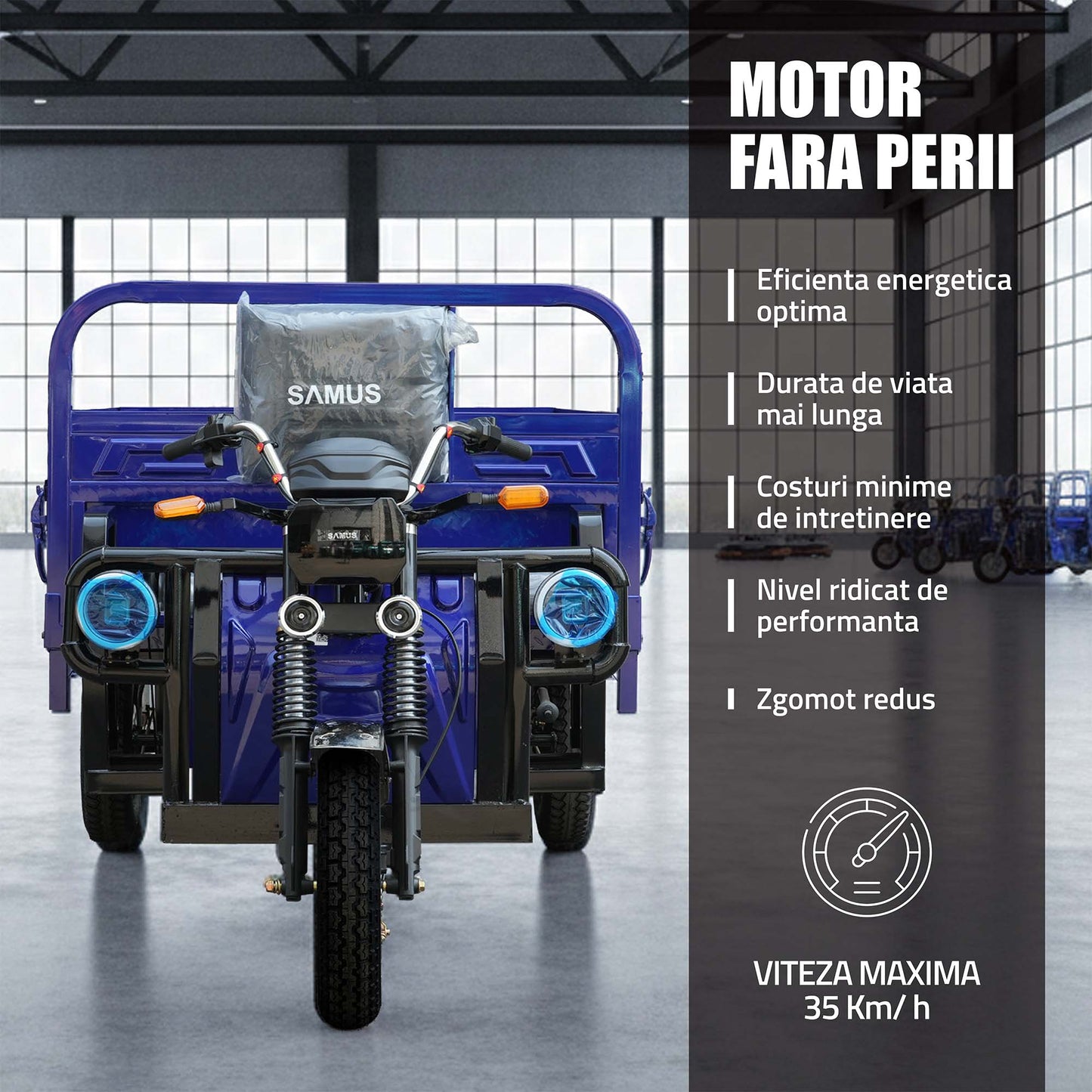 Triciclu electric cargo Samus Texas-170/130-12T150060V58-Blue