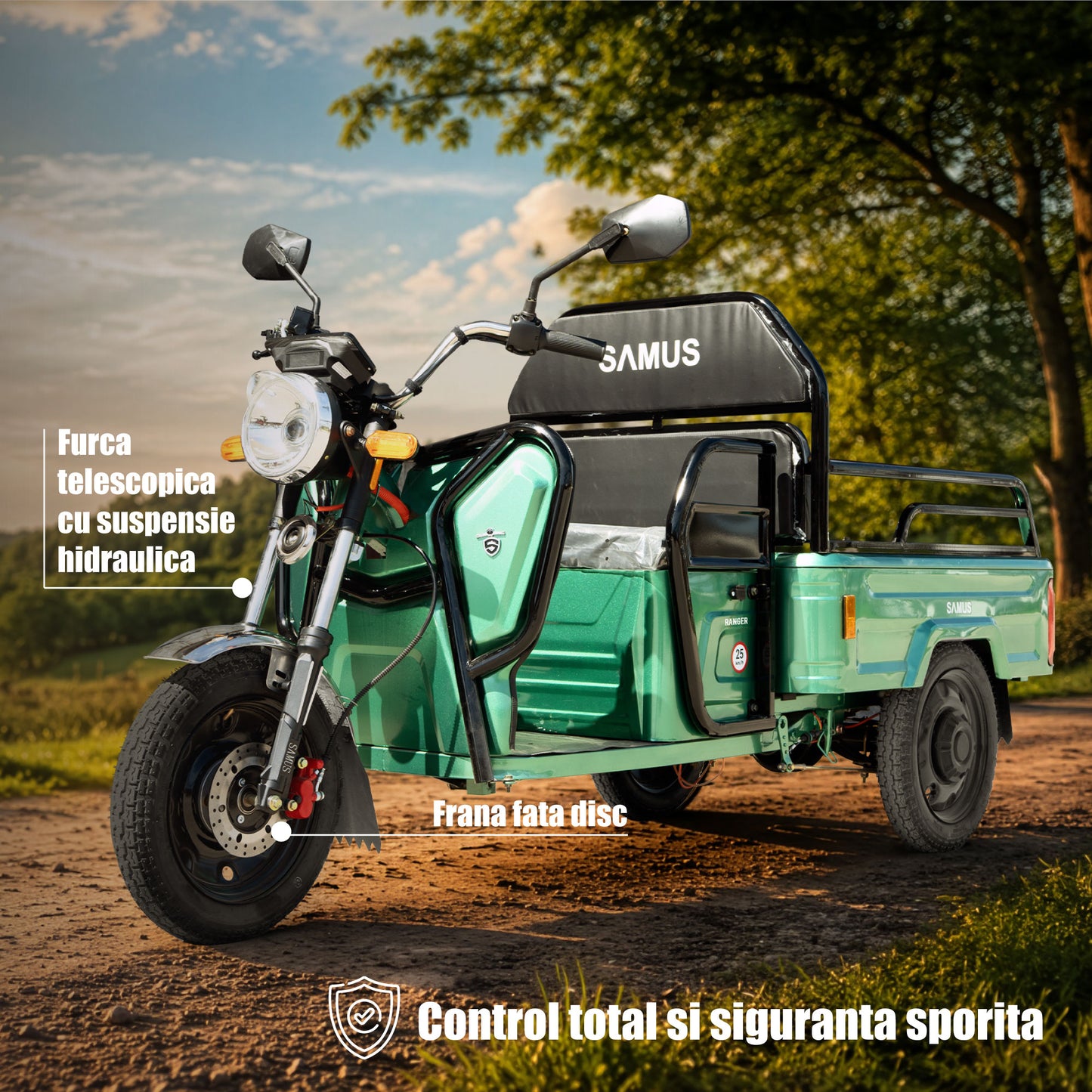 Triciclu electric cargo Samus Ranger-25-1.1-72V32 Green