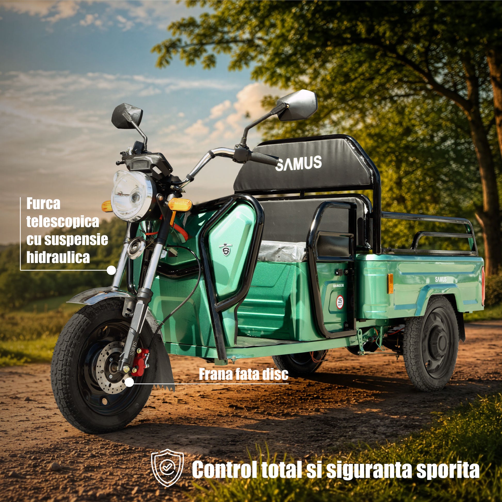 Triciclu electric cargo Samus Ranger-25-1.1-72V32 Green