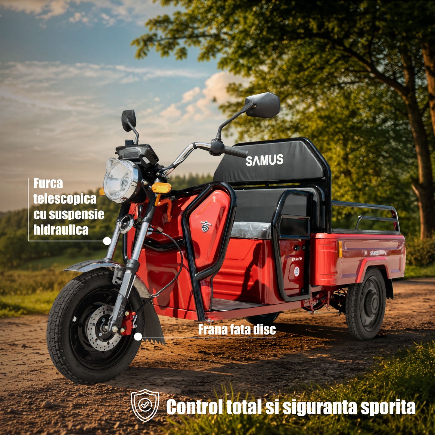 Triciclu electric cargo Samus Ranger-25-1.1-72V32 Red
