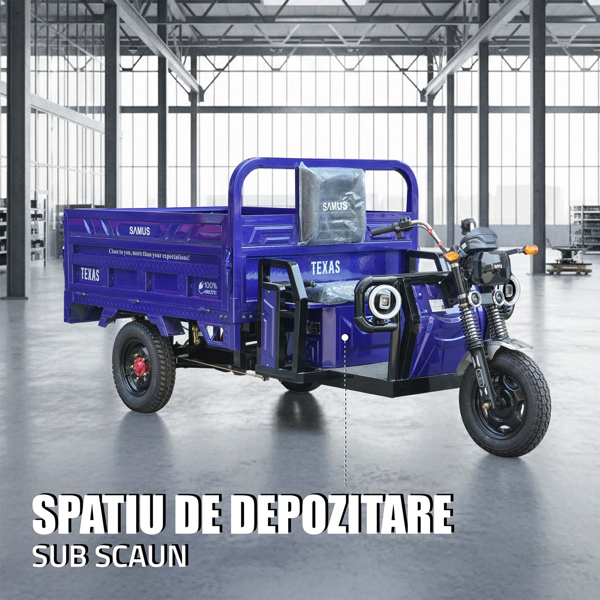 Triciclu electric cargo Samus Texas-170/130-12T150060V58-Blue