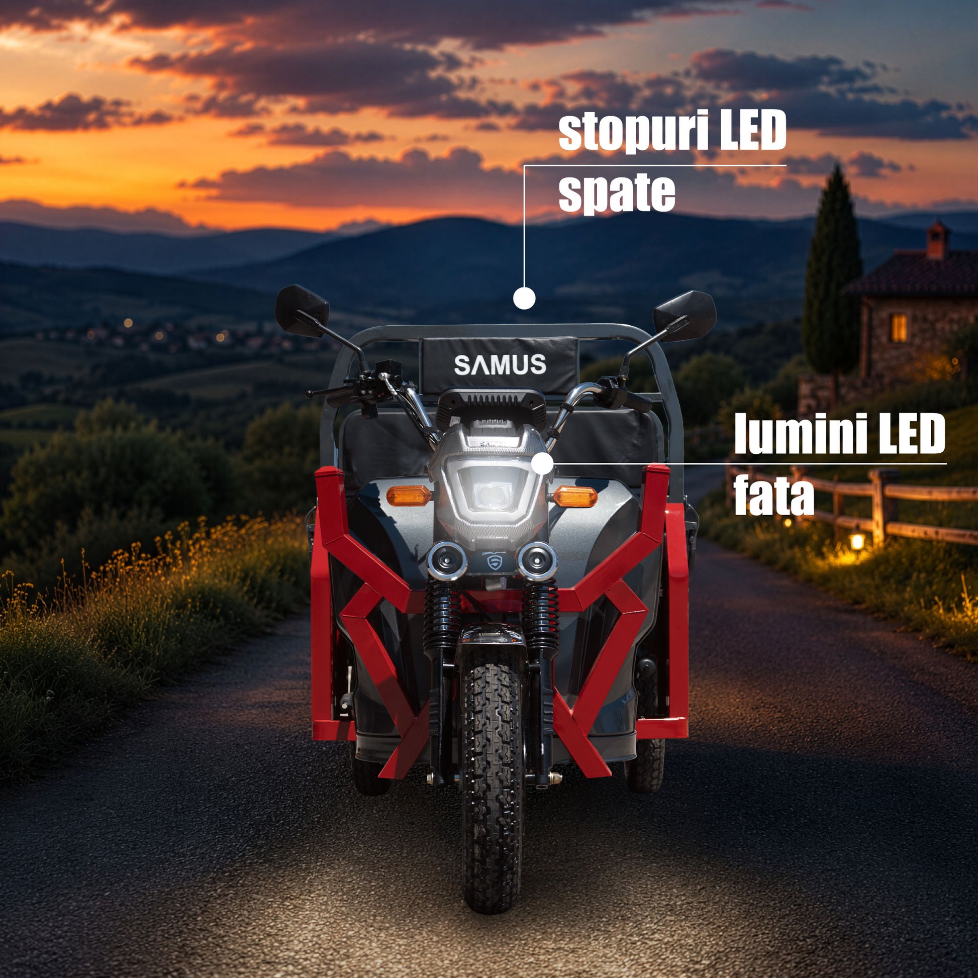 Triciclu electric cargo Samus Montana-25-1.3-72V32-Red-Dark Silver