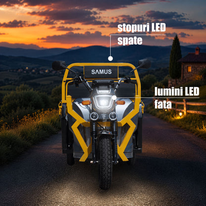 Triciclu electric cargo Samus Montana-25-1.3-72V32-Yellow-Dark Silver