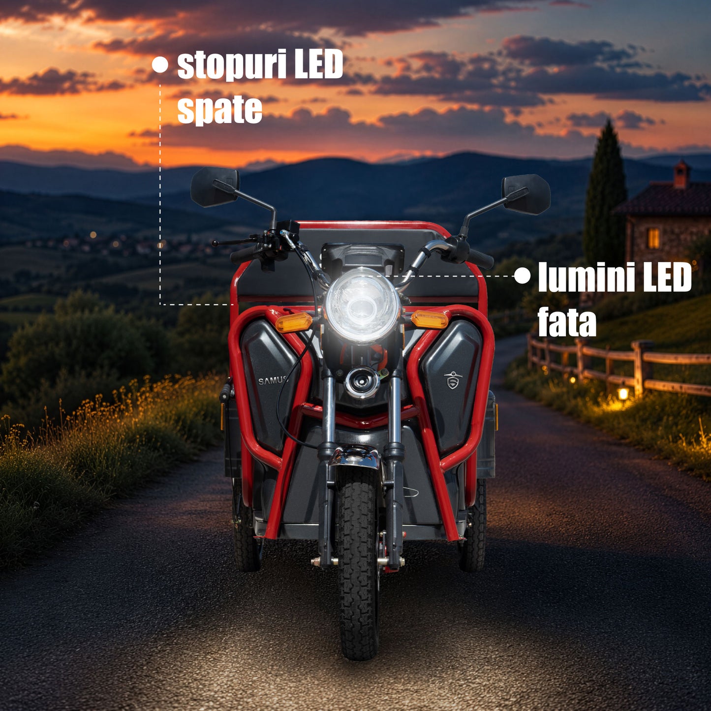 Triciclu electric cargo Samus Ranger-25-1.1-72V32 Red Dark Silver