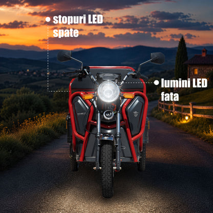 Triciclu electric cargo Samus Ranger-25-1.1-72V32 Red Dark Silver