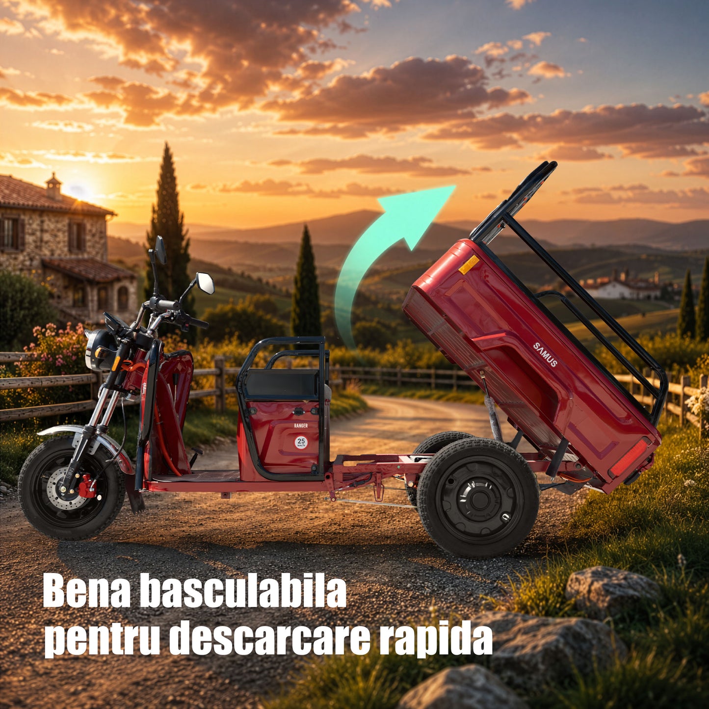 Triciclu electric cargo Samus Ranger-25-1.1-72V32 Red