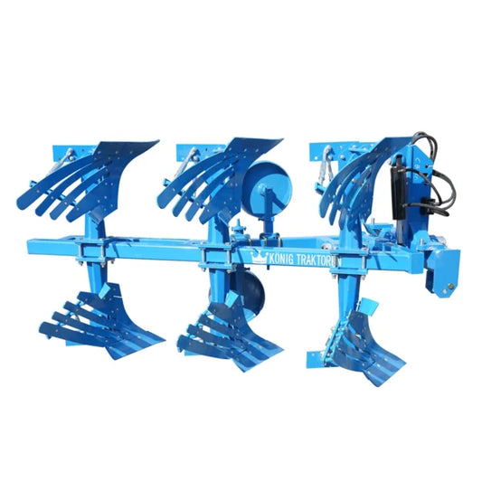 Plug agricol reversibil hidraulic cu 3 trupițe crestate Konig Traktoren
