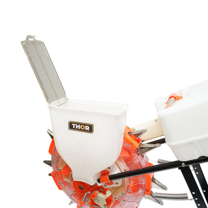Semanatoare manuala cu 7 dinti, adancime semanare 8cm, rezervor seminte 4L, cutie fertilizare 12L THOR