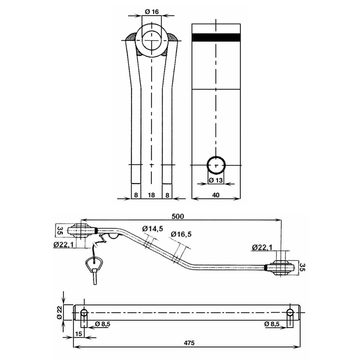 Kit complet tiranti prindere 3 puncte tractor Kubota, Iseki - imagine 6