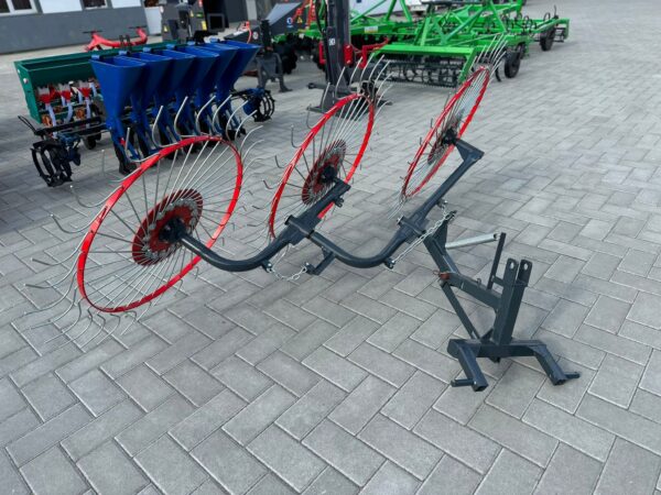 Greblă mecanică tip soare, 3 rotoare, 120 cm