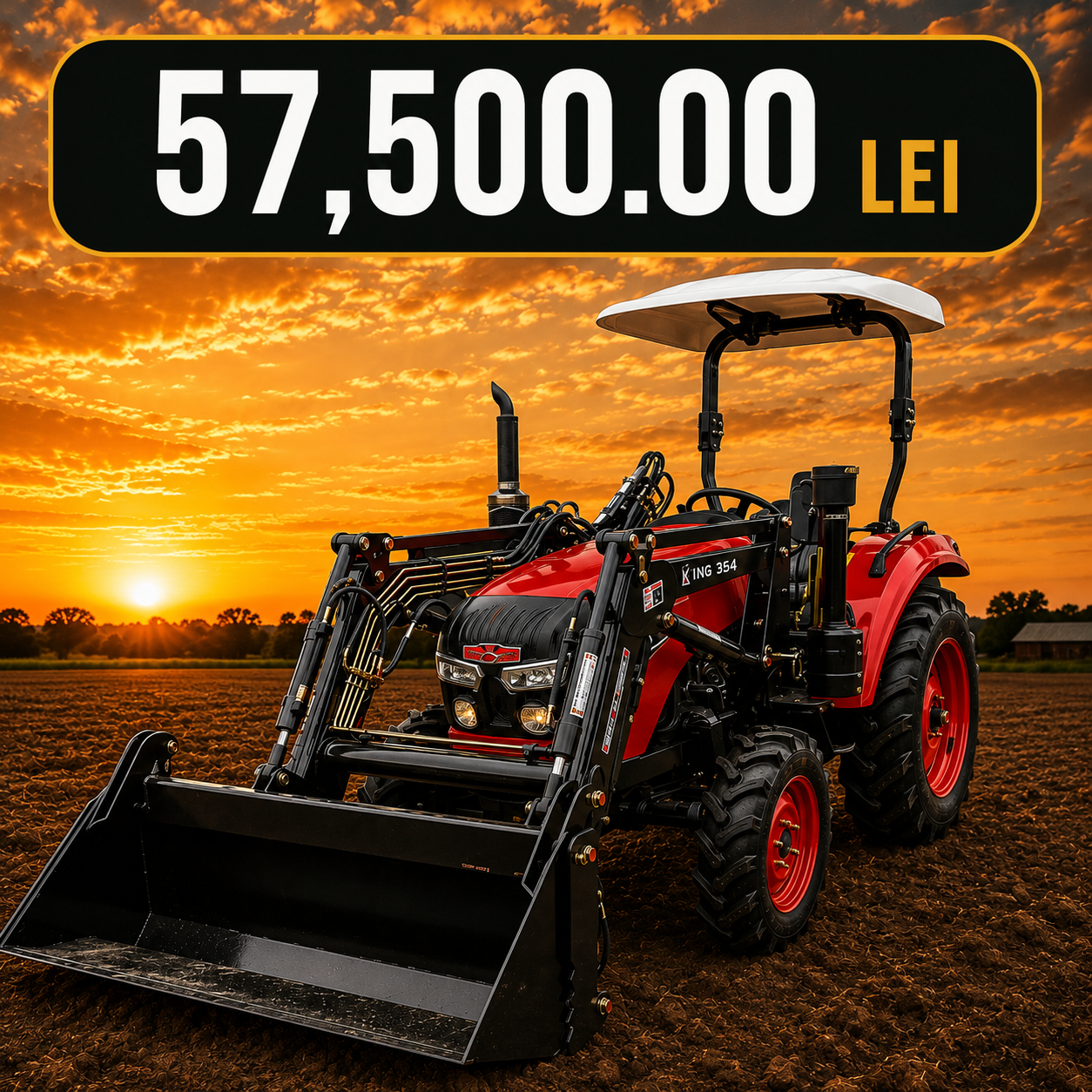 Tractor agricol Konig Traktoren 354 35 CP 4×4 cu semicabina si incarcator frontal