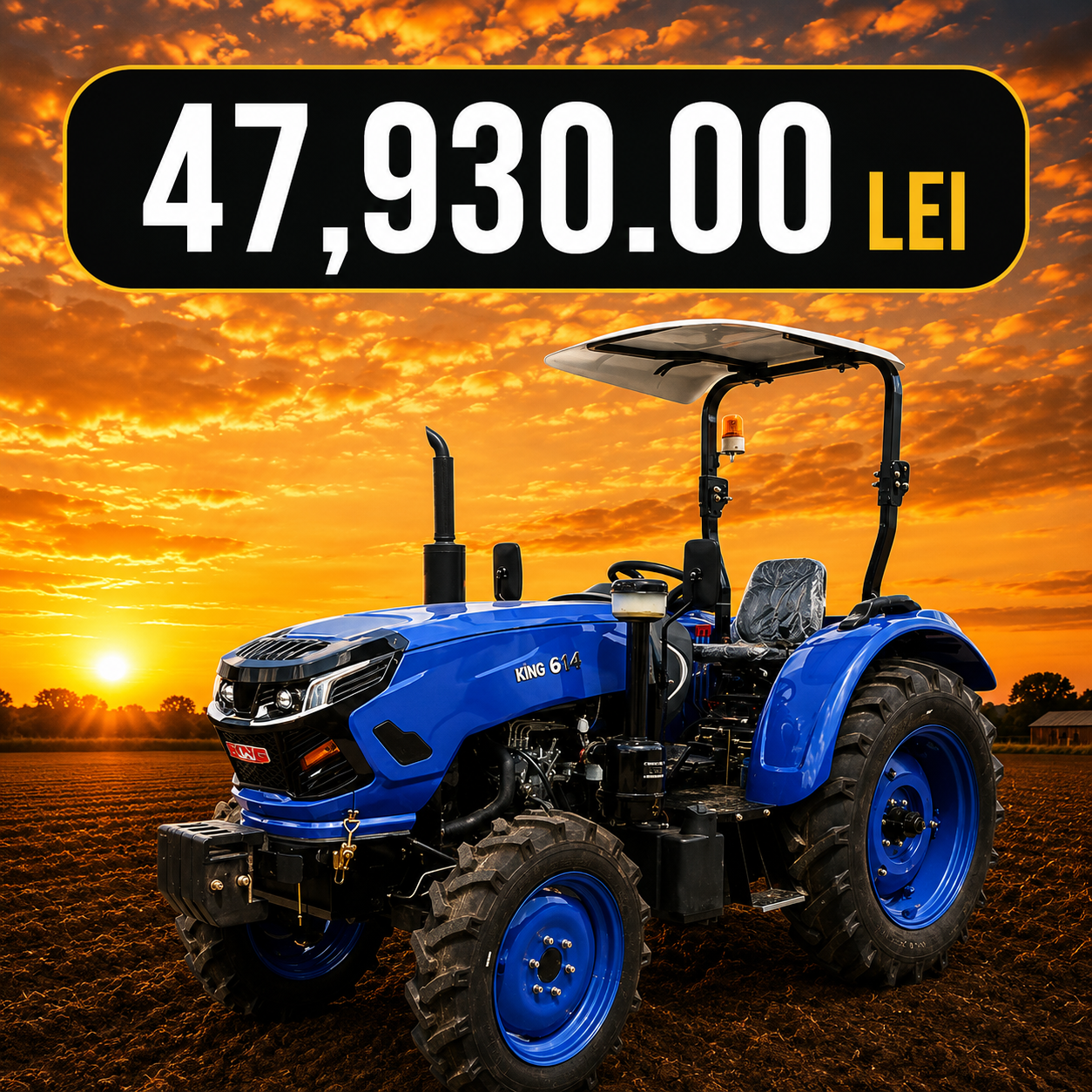 Tractor KONIG 604, 4×4, 60CP, cu parasolar, roti 8.3-16/12.4-28