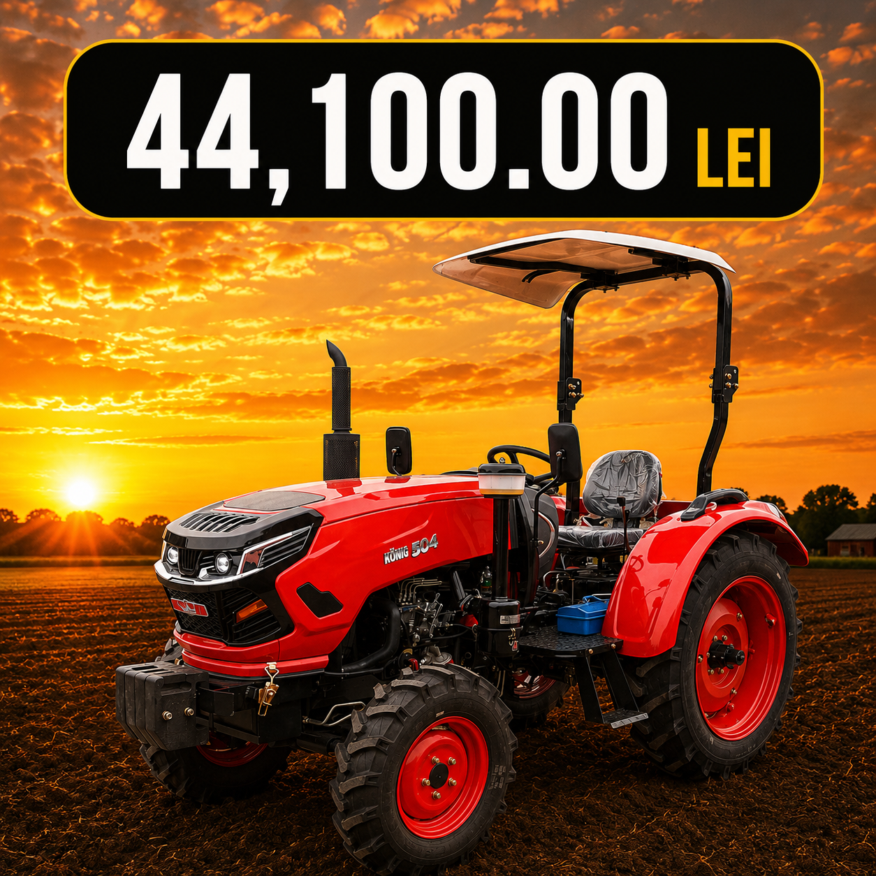Tractor KONIG 504, 4×4, 50CP, cu parasolar, roti 6.50-16/11.2-24