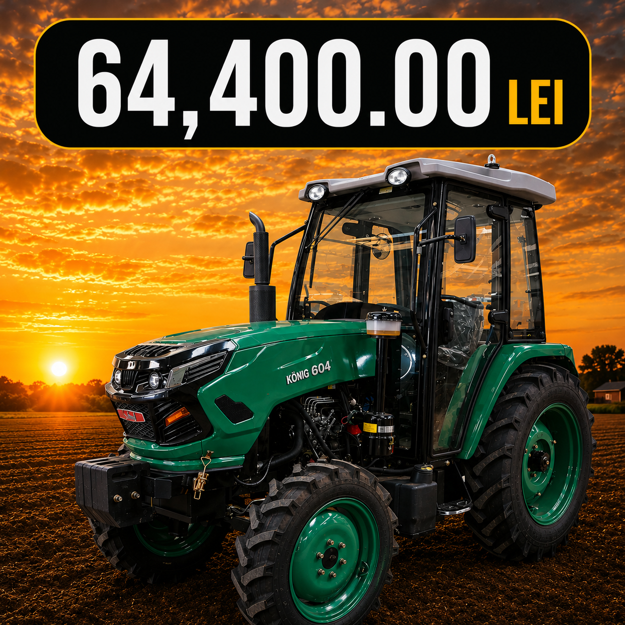 Tractor cu cabina 60HP cu roti 8.3-20/12.4-28 Konig 604