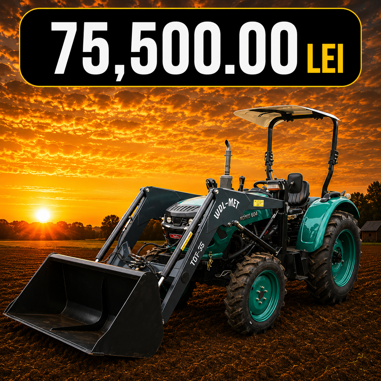 Tractor 60HP 4×4 semicabina cu incarcator frontal si cupa KONIG TRAKTOREN 604