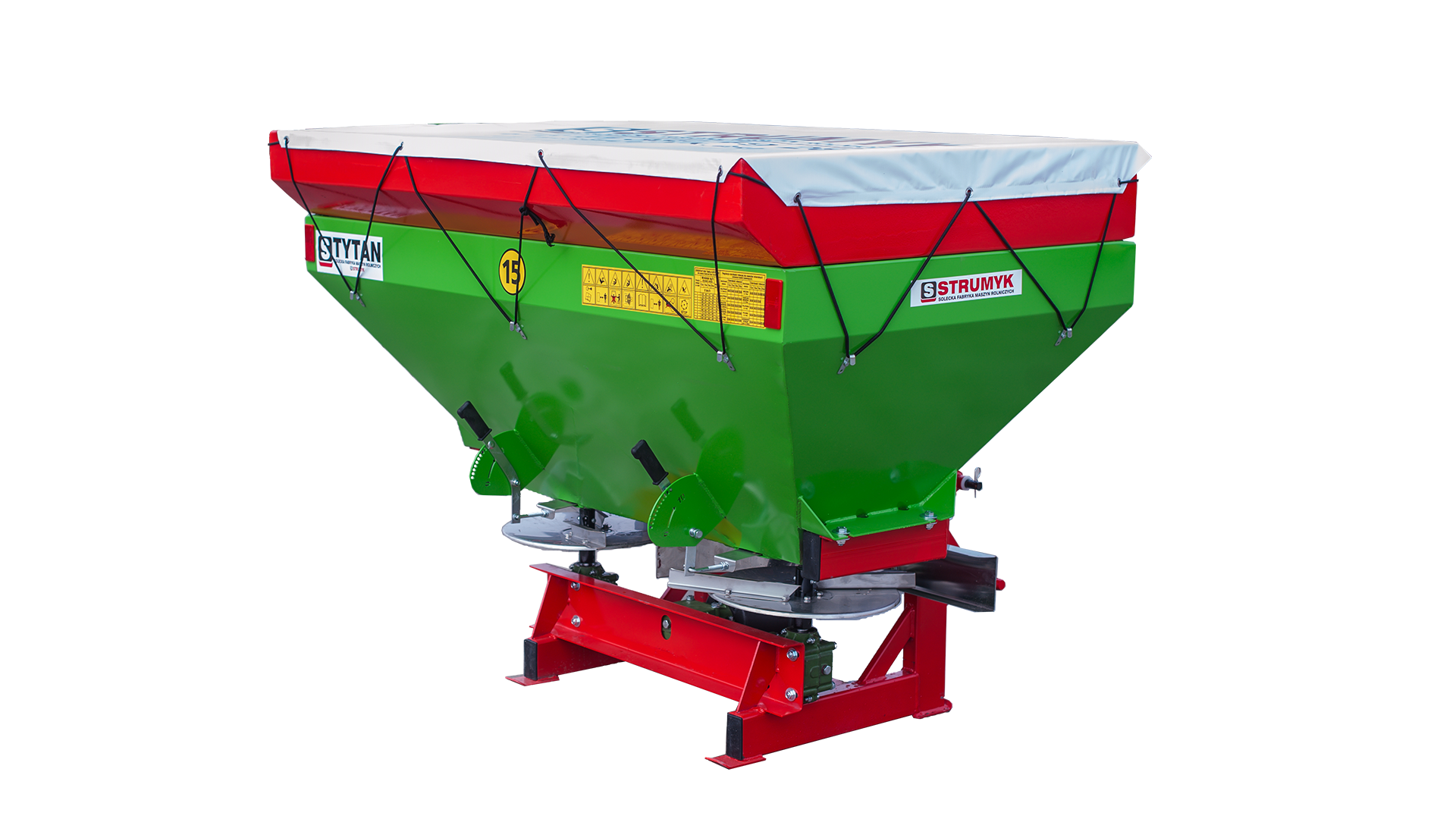 Distribuitor sare / ingrasaminte TYTAN 1200L, 2 discuri, buncar inox, Strumyk