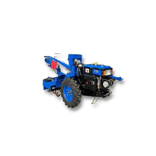Motocultor Zubr 12 CP diesel, pornire electrica+alternator, dotat cu freza și plug cu un singur brazdar